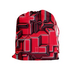Background With Red Texture Blocks Drawstring Pouch (XL)