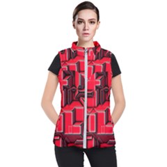 Background With Red Texture Blocks Women s Puffer Vest