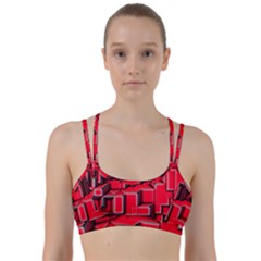 Background With Red Texture Blocks Line Them Up Sports Bra