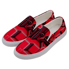 Background With Red Texture Blocks Men s Canvas Slip Ons