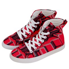 Background With Red Texture Blocks Women s Hi-Top Skate Sneakers