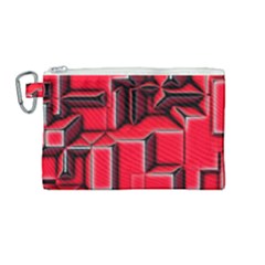 Background With Red Texture Blocks Canvas Cosmetic Bag (Medium)