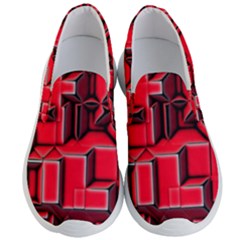 Background With Red Texture Blocks Men s Lightweight Slip Ons