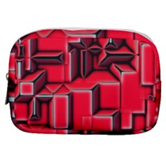 Background With Red Texture Blocks Make Up Pouch (Small)