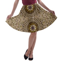 Moon Shine Over The Wood In The Night Of Glimmering Pearl Stars A-line Skater Skirt