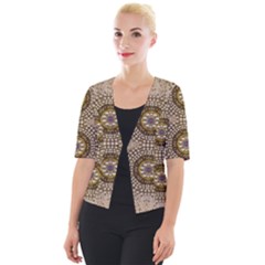 Moon Shine Over The Wood In The Night Of Glimmering Pearl Stars Cropped Button Cardigan