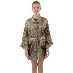 Moon Shine Over The Wood In The Night Of Glimmering Pearl Stars Long Sleeve Kimono Robe