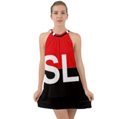 Flag Of Sandinista National Liberation Front Halter Tie Back Chiffon Dress