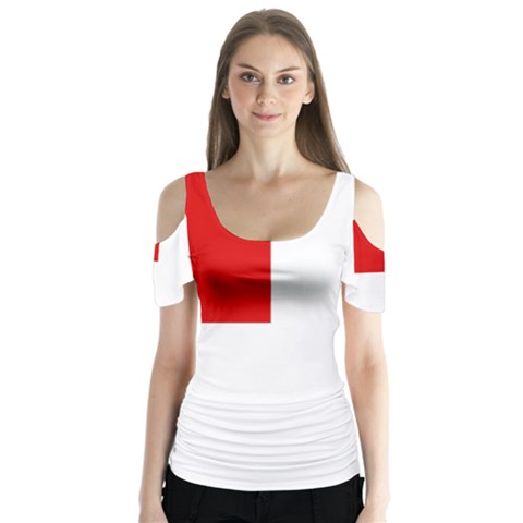 Flag Of Canadian Armed Forces Butterfly Sleeve Cutout Tee  by abbeyz71