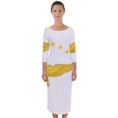 Flag Of Azores Quarter Sleeve Midi Bodycon Dress