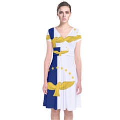 Flag Of Azores Short Sleeve Front Wrap Dress