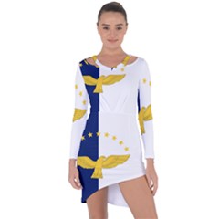 Flag Of Azores Asymmetric Cut-out Shift Dress