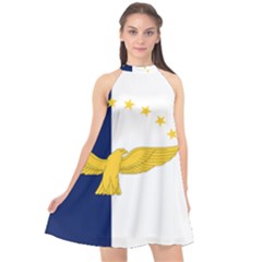 Flag Of Azores Halter Neckline Chiffon Dress  by abbeyz71