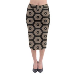 Black Bee Hive Texture Midi Pencil Skirt