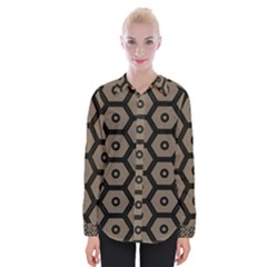 Black Bee Hive Texture Womens Long Sleeve Shirt