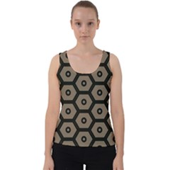 Black Bee Hive Texture Velvet Tank Top