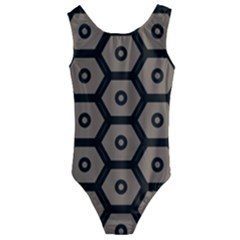 Black Bee Hive Texture Kids  Cut-Out Back One Piece Swimsuit