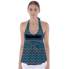 Pattern Zig Zag Colorful Zigzag Babydoll Tankini Top by Sapixe