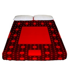 Red Sierpinski Carpet Plane Fractal Fitted Sheet (california King Size) by Sapixe