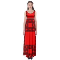 Red Sierpinski Carpet Plane Fractal Empire Waist Maxi Dress