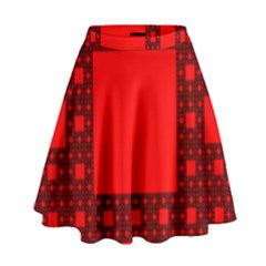 Red Sierpinski Carpet Plane Fractal High Waist Skirt by Sapixe