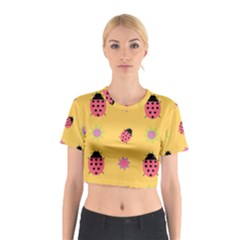 Ladybug Seamlessly Pattern Cotton Crop Top by Sapixe