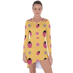 Ladybug Seamlessly Pattern Asymmetric Cut-out Shift Dress by Sapixe