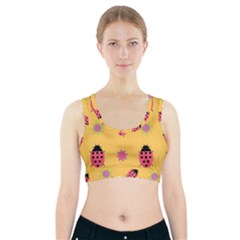 Ladybug Seamlessly Pattern Sports Bra With Pocket