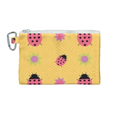 Ladybug Seamlessly Pattern Canvas Cosmetic Bag (medium)