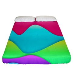 Lines Curves Colors Geometric Lines Fitted Sheet (queen Size) by Sapixe