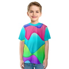 Lines Curves Colors Geometric Lines Kids  Sport Mesh Tee