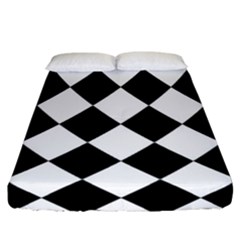 Grid Domino Bank And Black Fitted Sheet (california King Size)