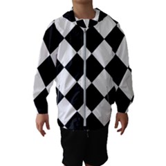 Grid Domino Bank And Black Hooded Windbreaker (kids) by Sapixe