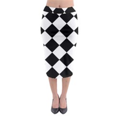 Grid Domino Bank And Black Midi Pencil Skirt