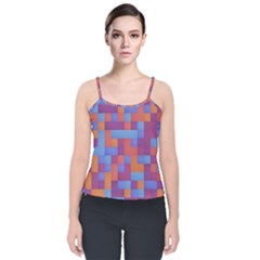 Squares Background Geometric Modern Velvet Spaghetti Strap Top by Sapixe