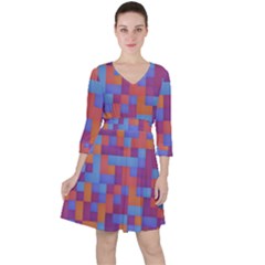 Squares Background Geometric Modern Ruffle Dress
