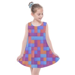 Squares Background Geometric Modern Kids  Summer Dress