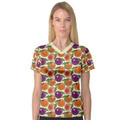 Fruit Tree Salad Pattern V-neck Sport Mesh Tee