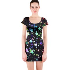 Christmas Star Gloss Lights Light Short Sleeve Bodycon Dress by Sapixe