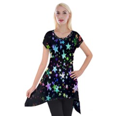 Christmas Star Gloss Lights Light Short Sleeve Side Drop Tunic by Sapixe