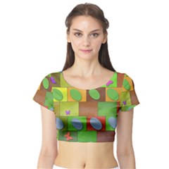 Easter Egg Happy Easter Colorful Short Sleeve Crop Top by Sapixe