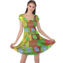 Easter Egg Happy Easter Colorful Cap Sleeve Dress