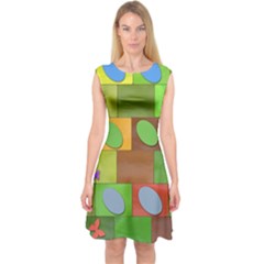 Easter Egg Happy Easter Colorful Capsleeve Midi Dress