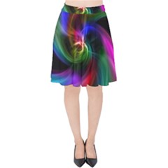 Abstract Art Color Design Lines Velvet High Waist Skirt