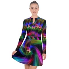 Abstract Art Color Design Lines Long Sleeve Panel Dress