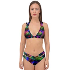 Abstract Art Color Design Lines Double Strap Halter Bikini Set