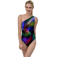 Abstract Art Color Design Lines To One Side Swimsuit