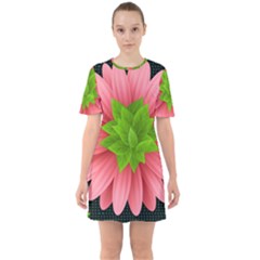 Plant Flower Flowers Design Leaves Sixties Short Sleeve Mini Dress