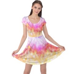 Rainbow Pontilism Background Cap Sleeve Dress