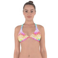Rainbow Pontilism Background Halter Neck Bikini Top